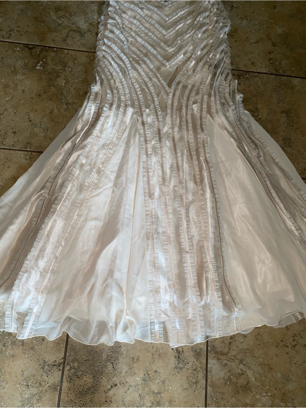 Vintage SUE WONG Nocturne Strapless Beaded Ruched Mermaid Gown Dress Cream 4 - Picture 12 of 17